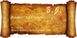 Baahr Jácint névjegykártya